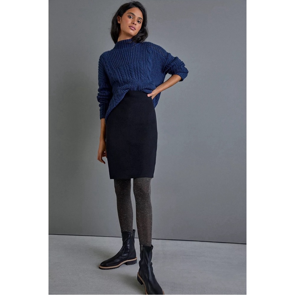 Anthropologie Maeve Anja Sweater Midi Skirt Black NWT SZ XL